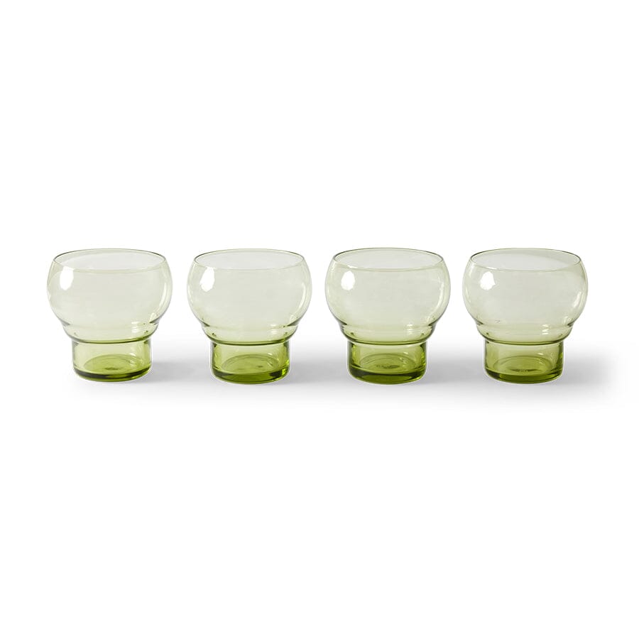 70s glassware: bulb glasses | Mint green (set of 4) glass HKliving 