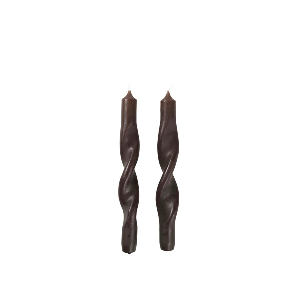 Twisted Candle | Dark Brown | Set of 2 Candle BROSTE COPENHAGEN 